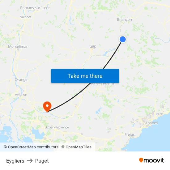 Eygliers to Puget map