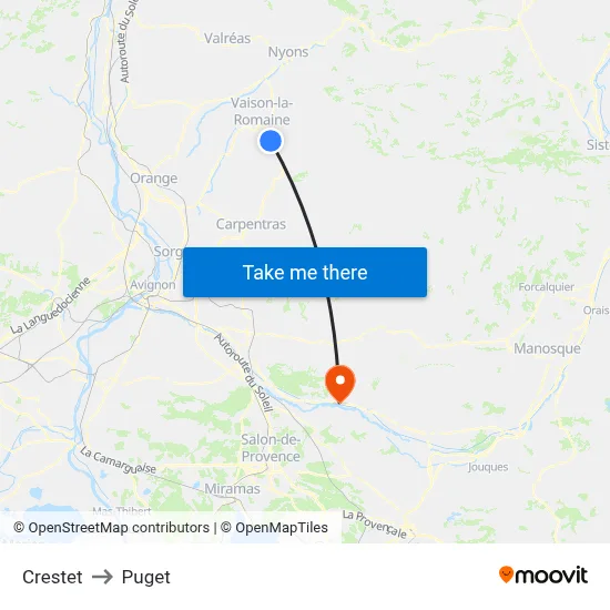 Crestet to Puget map