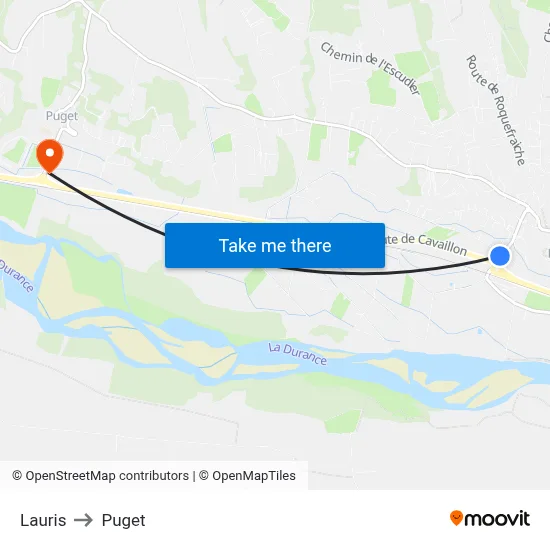 Lauris to Puget map