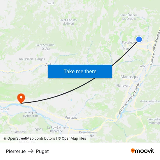 Pierrerue to Puget map