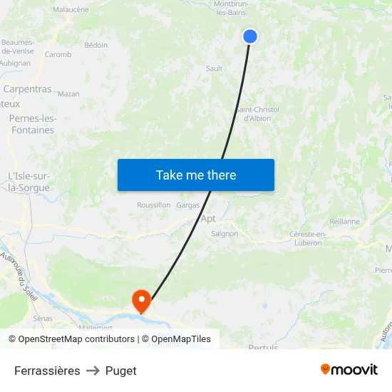Ferrassières to Puget map