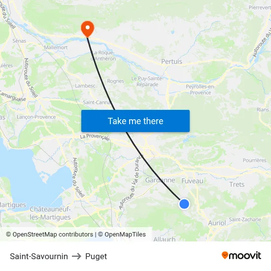 Saint-Savournin to Puget map