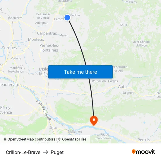 Crillon-Le-Brave to Puget map