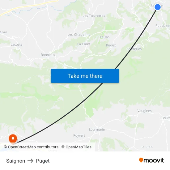 Saignon to Puget map