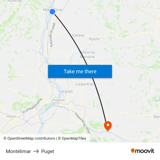 Montélimar to Puget map