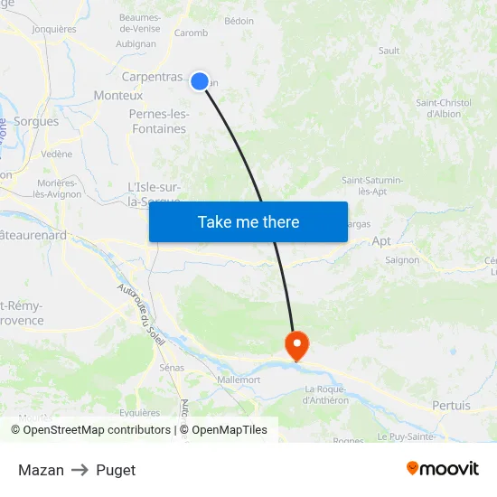 Mazan to Puget map