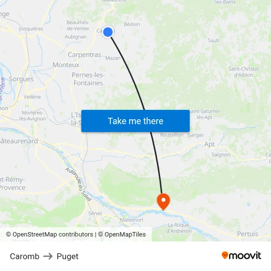 Caromb to Puget map
