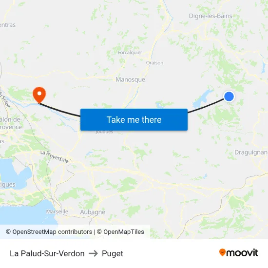 La Palud-Sur-Verdon to Puget map
