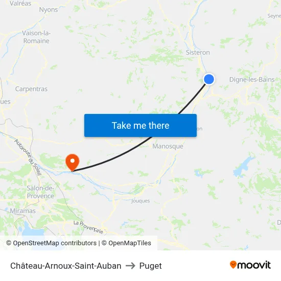 Château-Arnoux-Saint-Auban to Puget map
