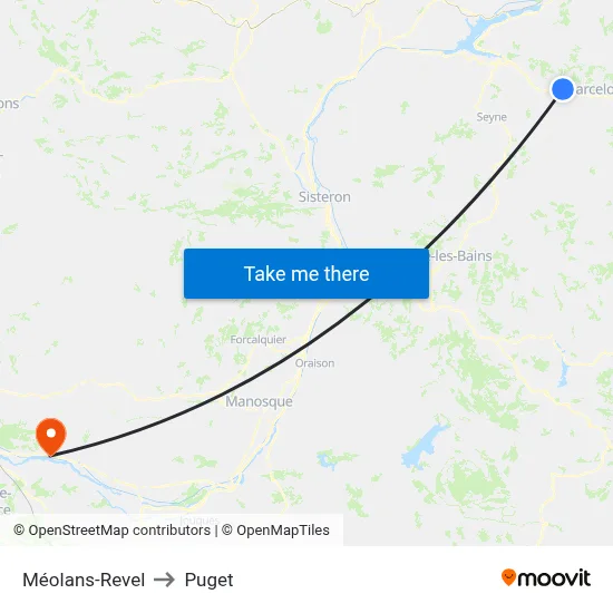 Méolans-Revel to Puget map