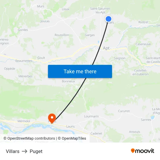 Villars to Puget map