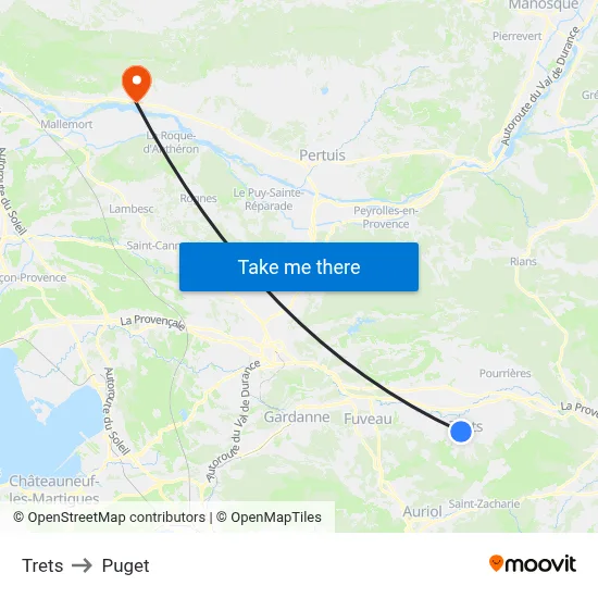 Trets to Puget map