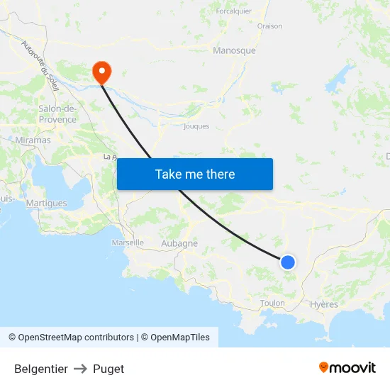 Belgentier to Puget map