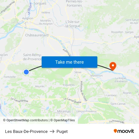Les Baux-De-Provence to Puget map