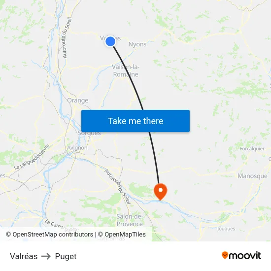 Valréas to Puget map
