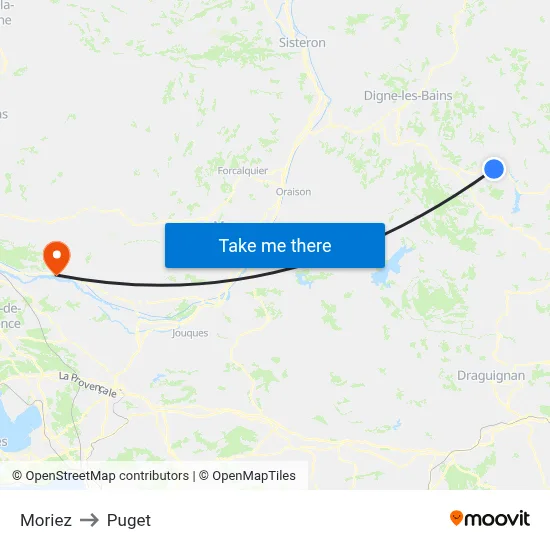 Moriez to Puget map