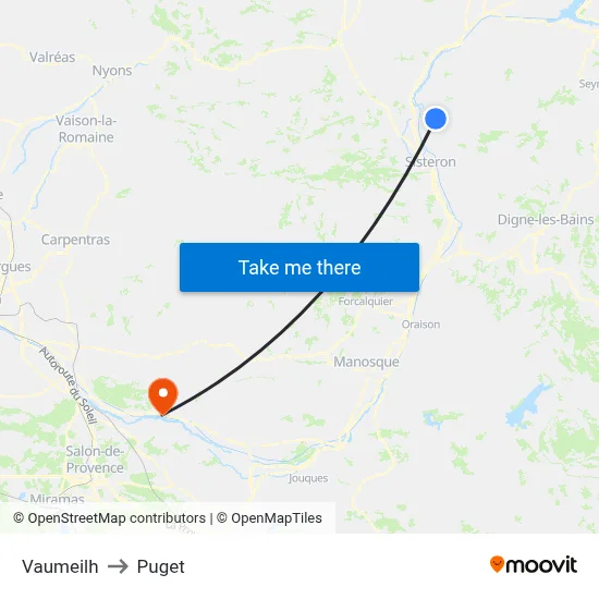 Vaumeilh to Puget map