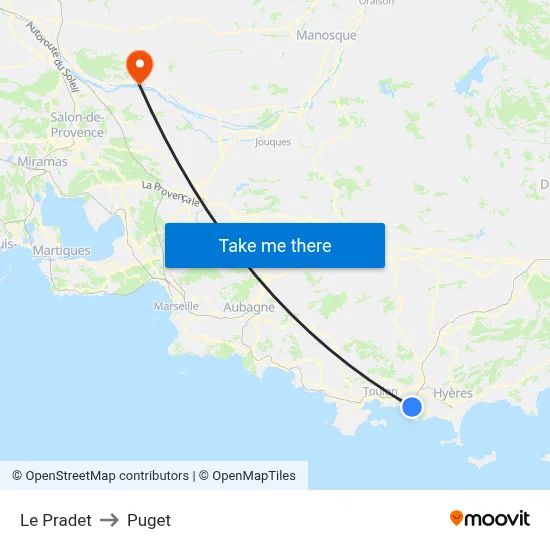Le Pradet to Puget map