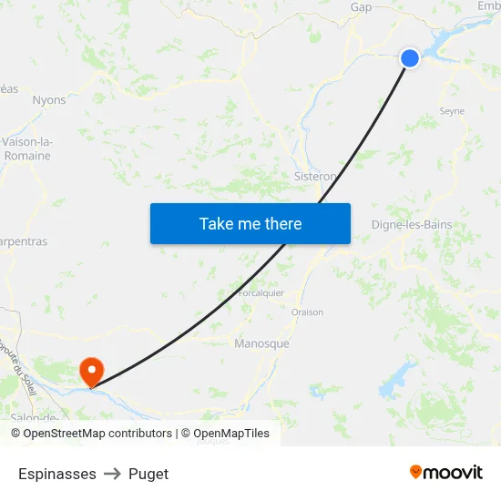 Espinasses to Puget map