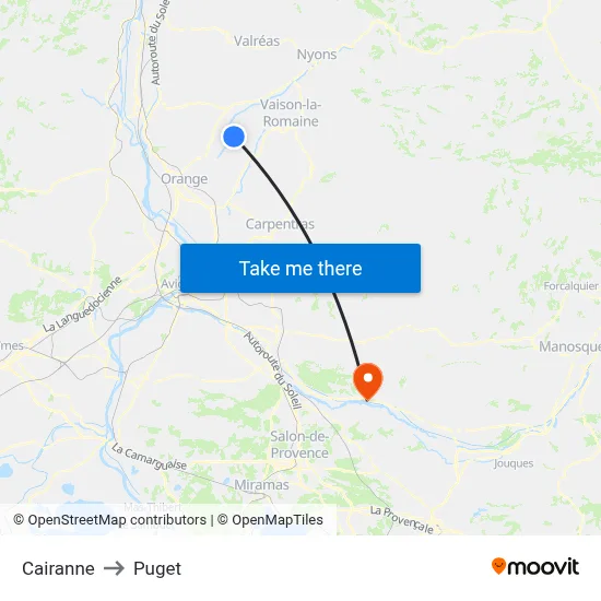 Cairanne to Puget map