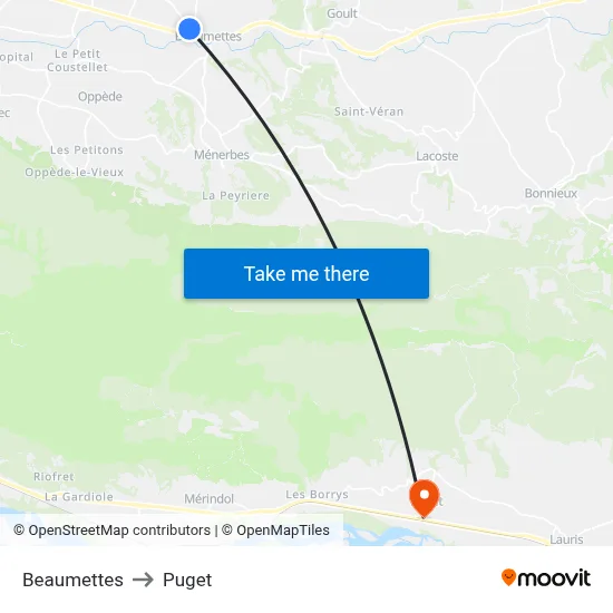Beaumettes to Puget map