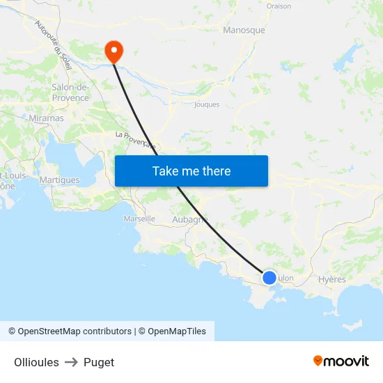 Ollioules to Puget map