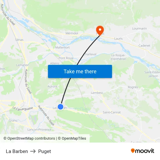La Barben to Puget map