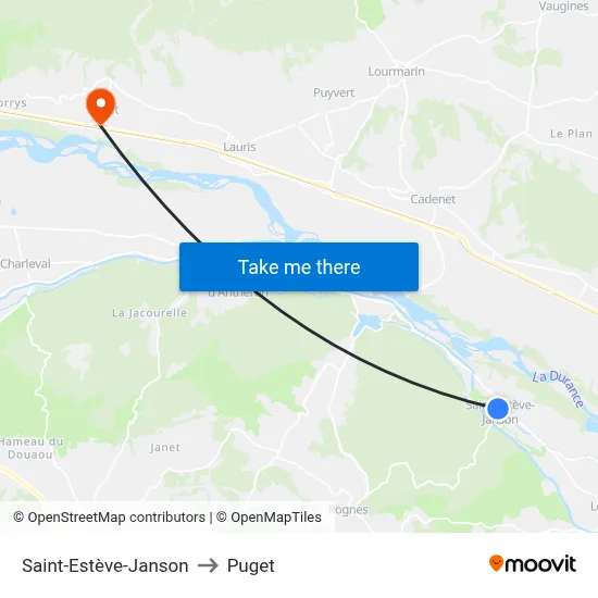 Saint-Estève-Janson to Puget map
