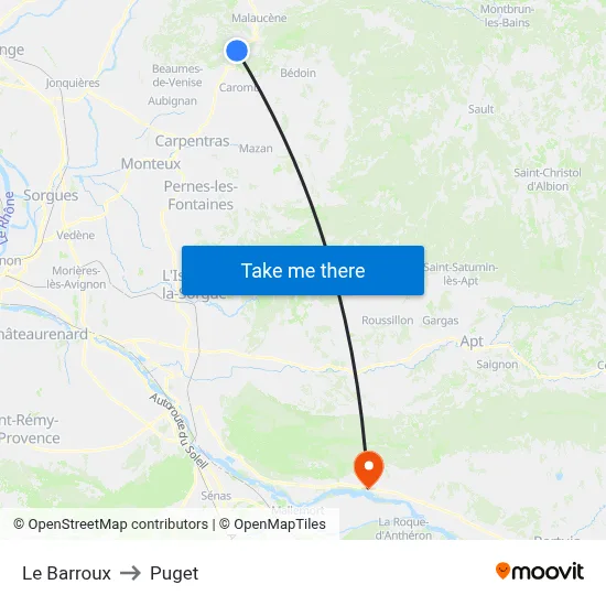 Le Barroux to Puget map