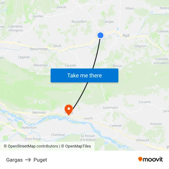 Gargas to Puget map