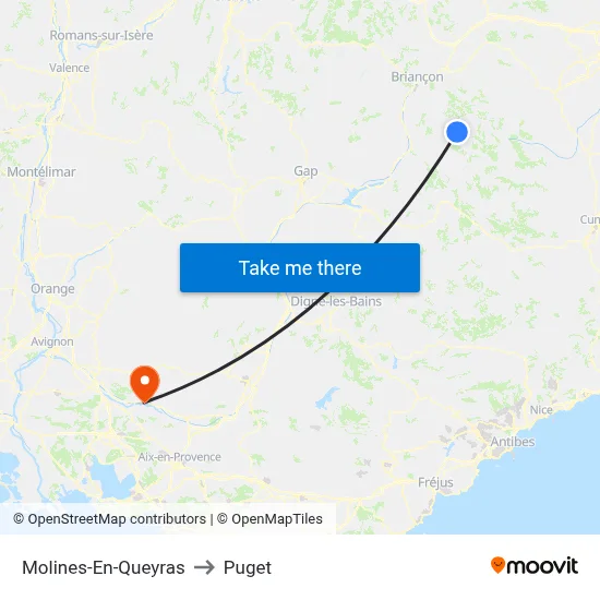 Molines-En-Queyras to Puget map