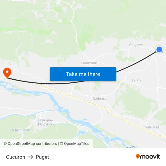Cucuron to Puget map