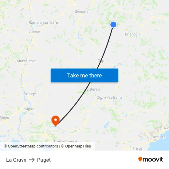 La Grave to Puget map