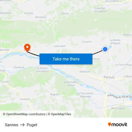 Sannes to Puget map
