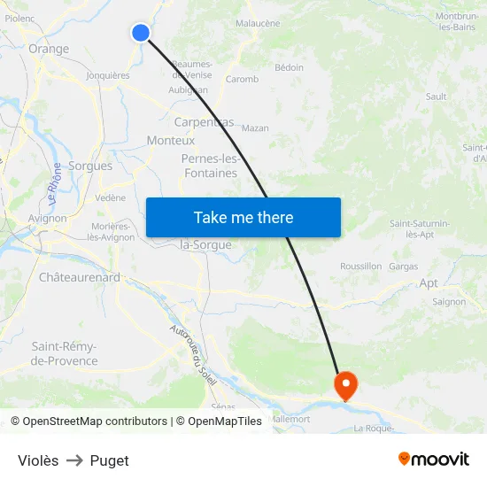 Violès to Puget map
