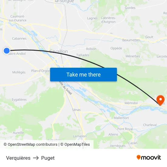Verquières to Puget map