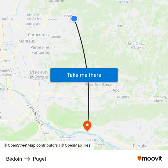 Bédoin to Puget map