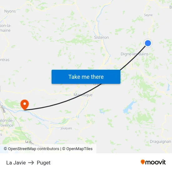 La Javie to Puget map