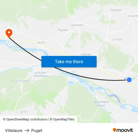 Villelaure to Puget map