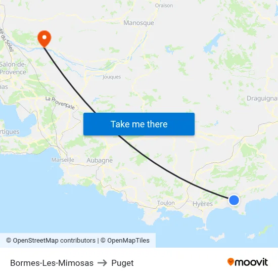Bormes-Les-Mimosas to Puget map