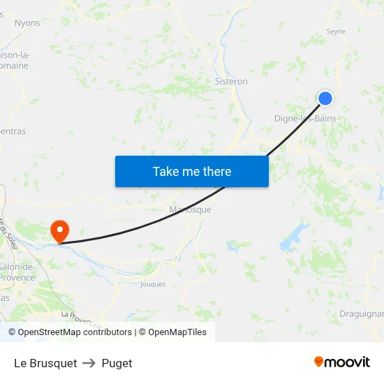 Le Brusquet to Puget map