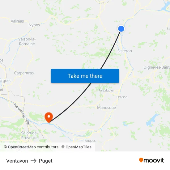 Ventavon to Puget map