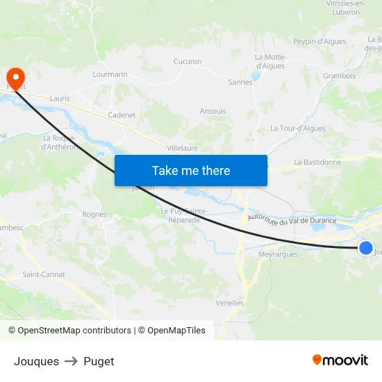 Jouques to Puget map