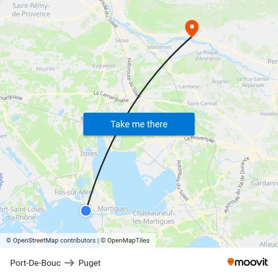 Port-De-Bouc to Puget map