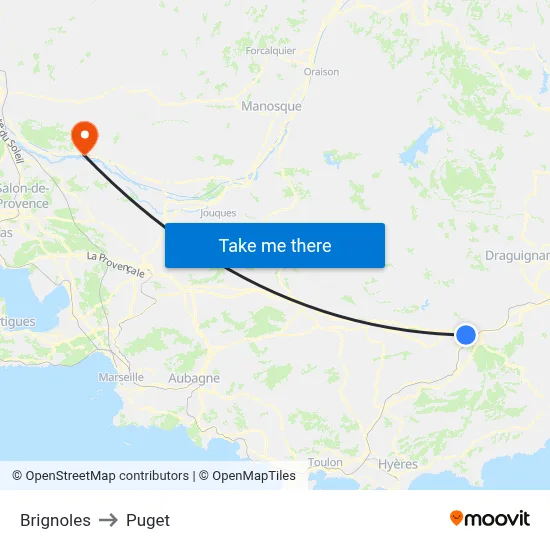 Brignoles to Puget map