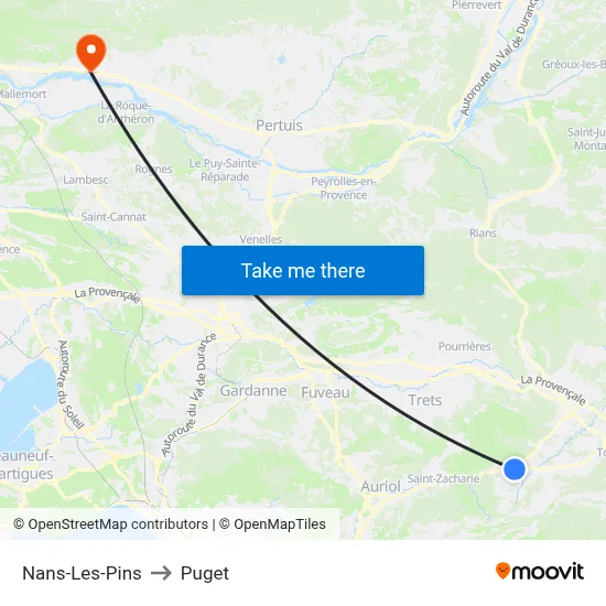 Nans-Les-Pins to Puget map