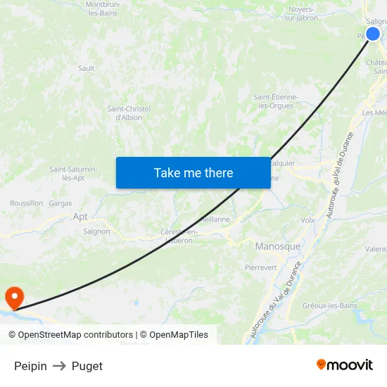 Peipin to Puget map