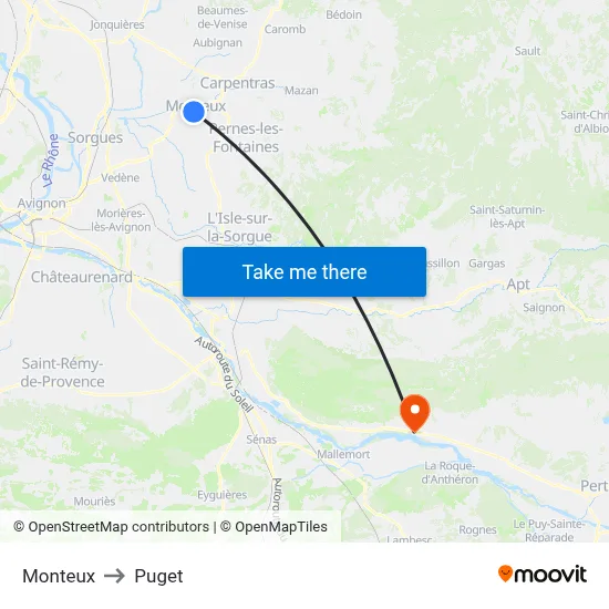 Monteux to Puget map