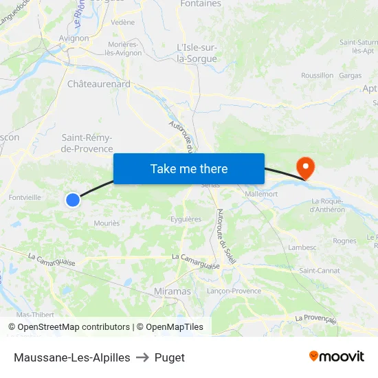 Maussane-Les-Alpilles to Puget map