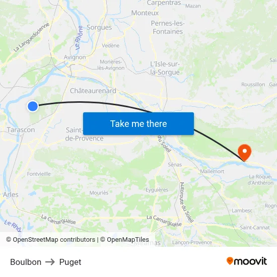 Boulbon to Puget map